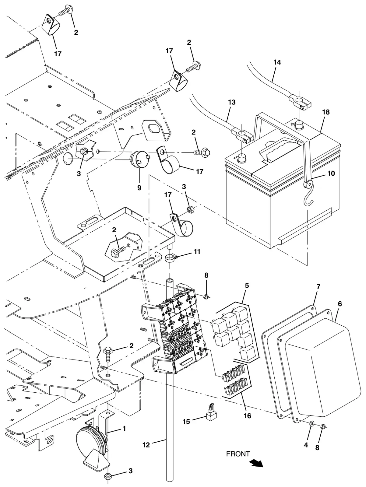 Tennant M30 Diesel battery and electrical group drawing, manual page 52