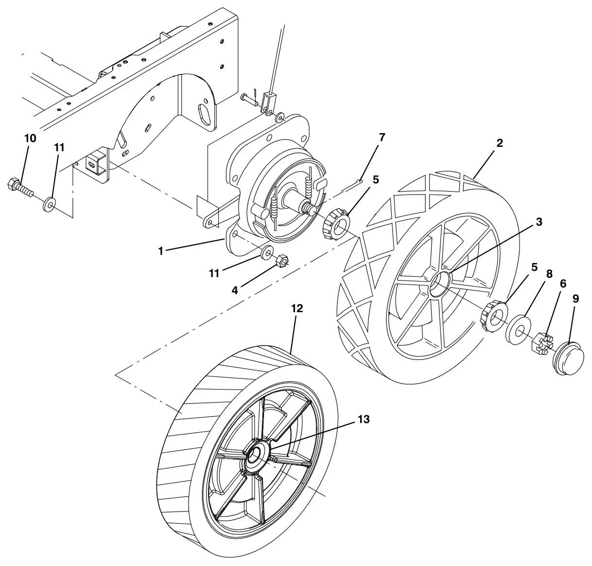 Tennant M30 Diesel wheel and brake group drawing, manual page 56