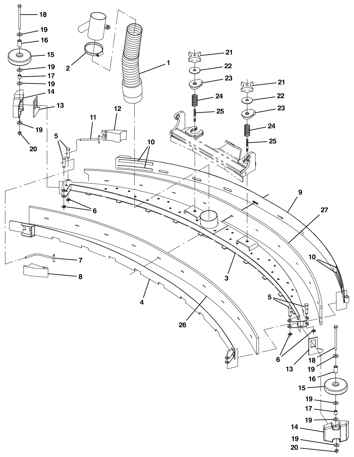 Tennant M30 Diesel squeegee group, rear drawing, manual page 82