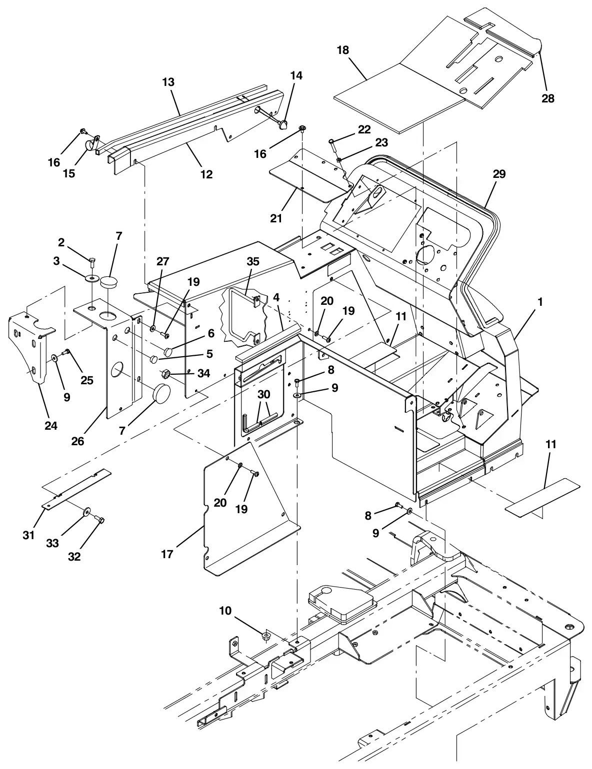 Tennant M30 Diesel operatorstation drawing, manual page 18
