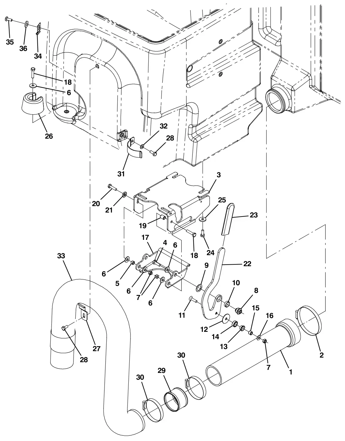 Tennant M30 Diesel solution tank drain group drawing, manual page 98