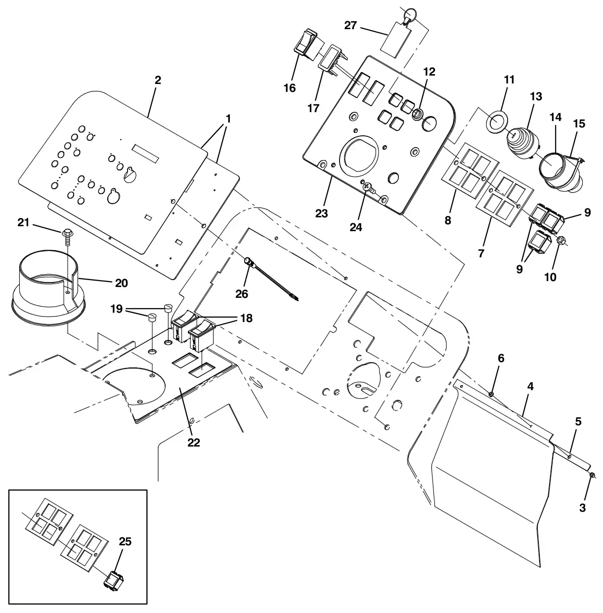 Tennant M30 Diesel instrument panel group drawing, manual page 22