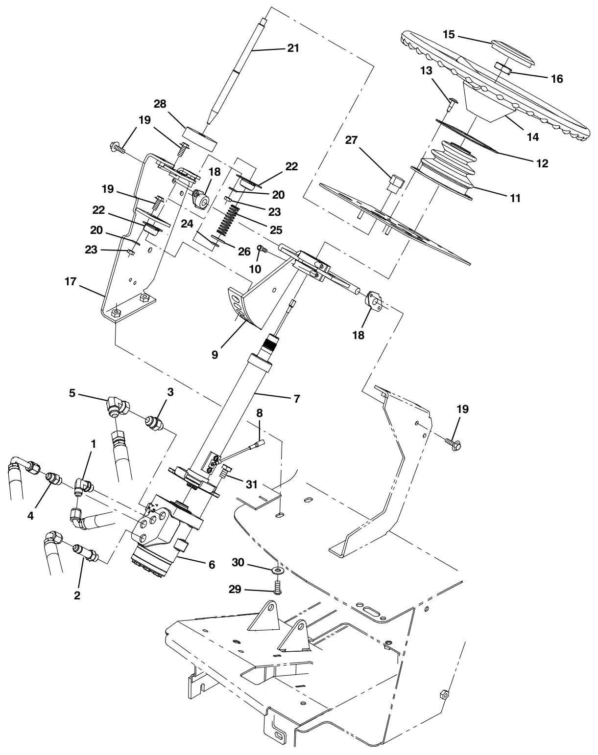 Tennant M30 Diesel steeringgroup drawing, manual page 26