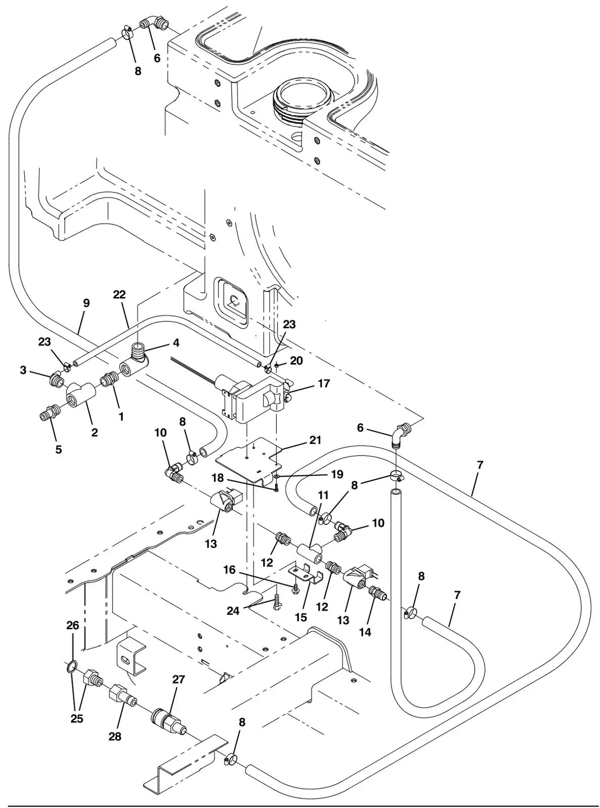 Tennant M30 Diesel es pump group (option) drawing, manual page 3-2