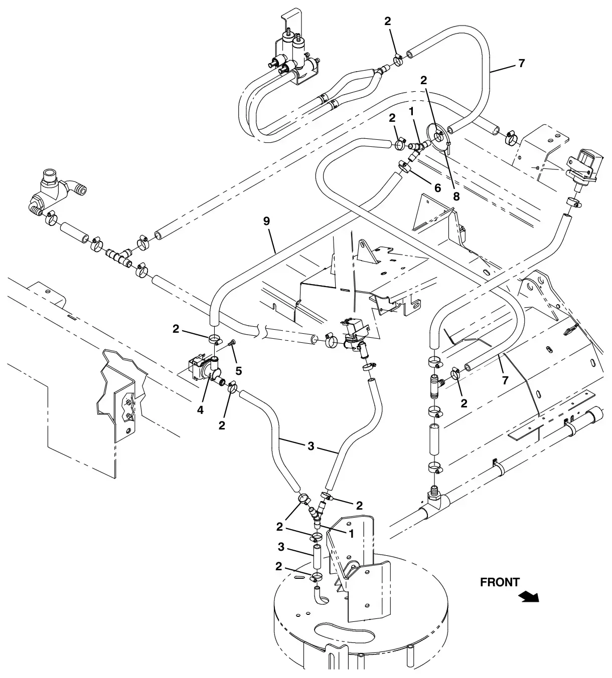 Tennant M30 Diesel fast solution supply group, side brush (option) drawing, manual page 3-22