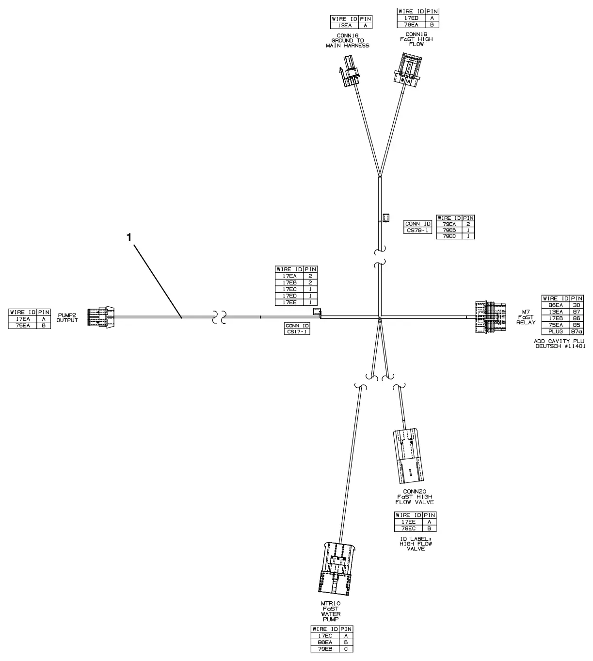 Tennant M30 Diesel fast wire harness group (option) drawing, manual page 3-24