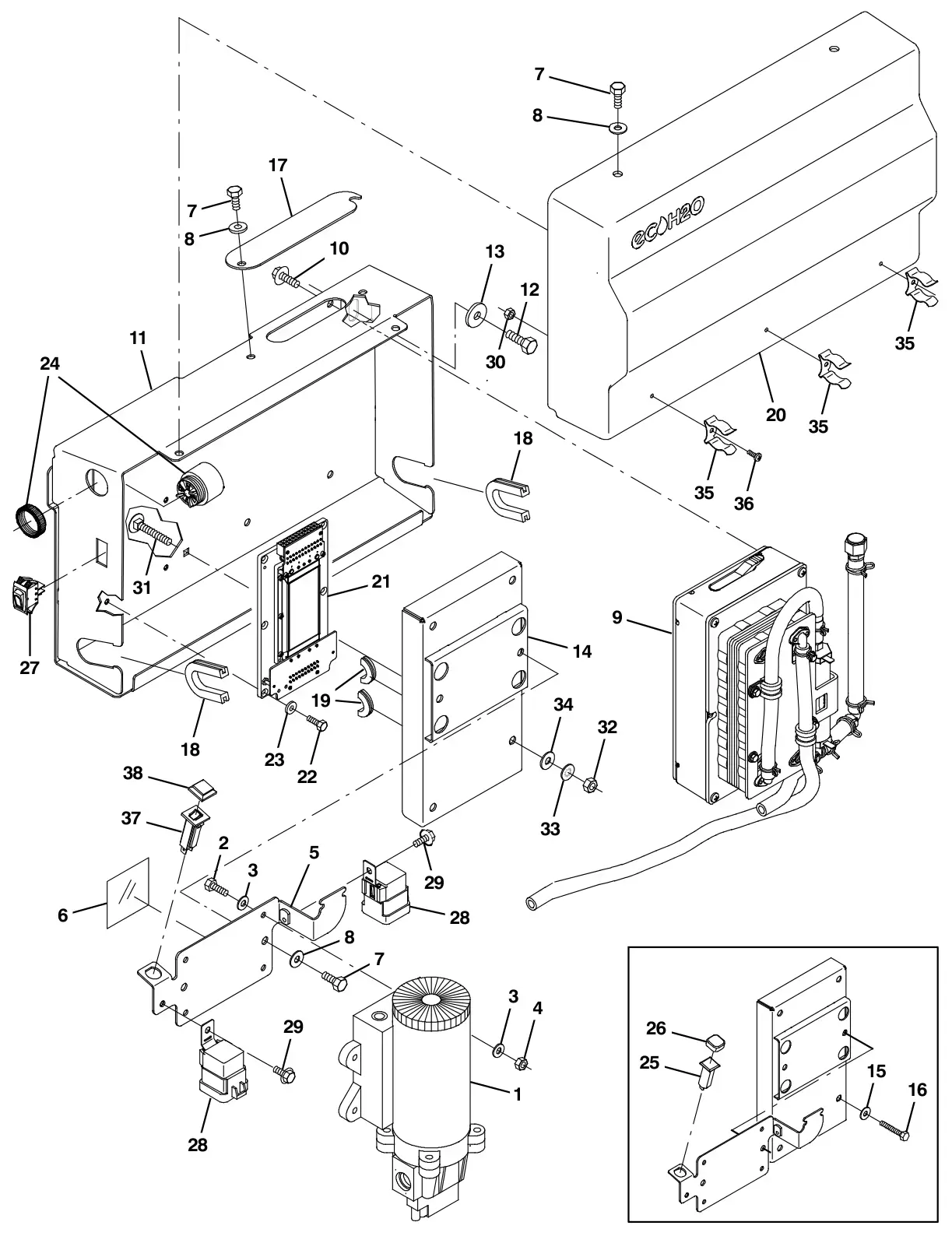 Tennant M30 Diesel ec- h20 solution pump group (option) drawing, manual page 3-26