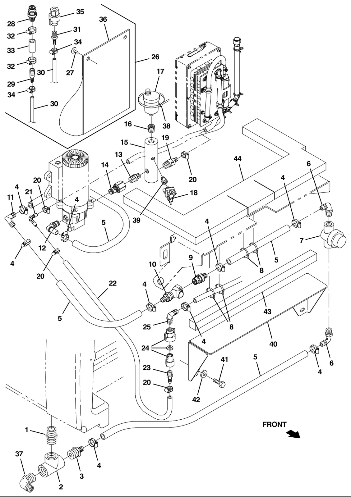 Tennant M30 Diesel ec- h20 solution pump supply group (option) drawing, manual page 3-28