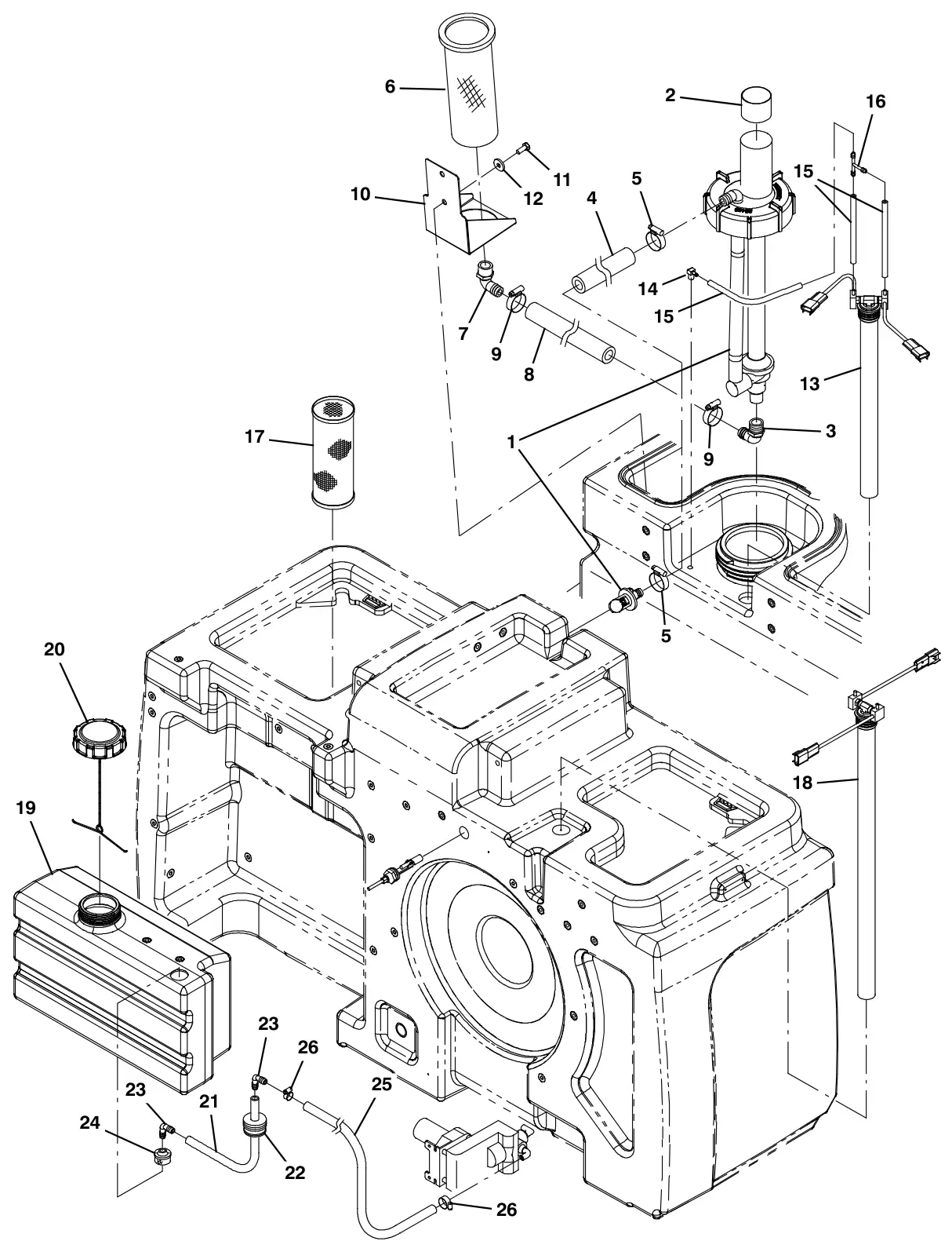 Tennant M30 Diesel es tanks group (option) drawing, manual page 3-4