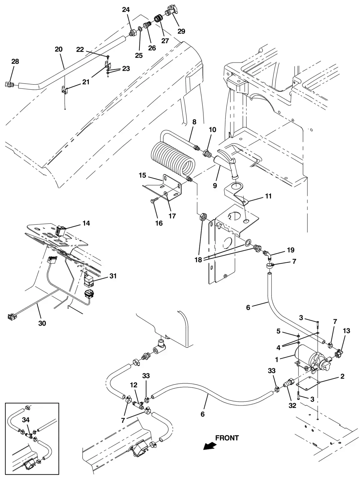 Tennant M30 Diesel spray nozzle kit (option) drawing, manual page 3-50
