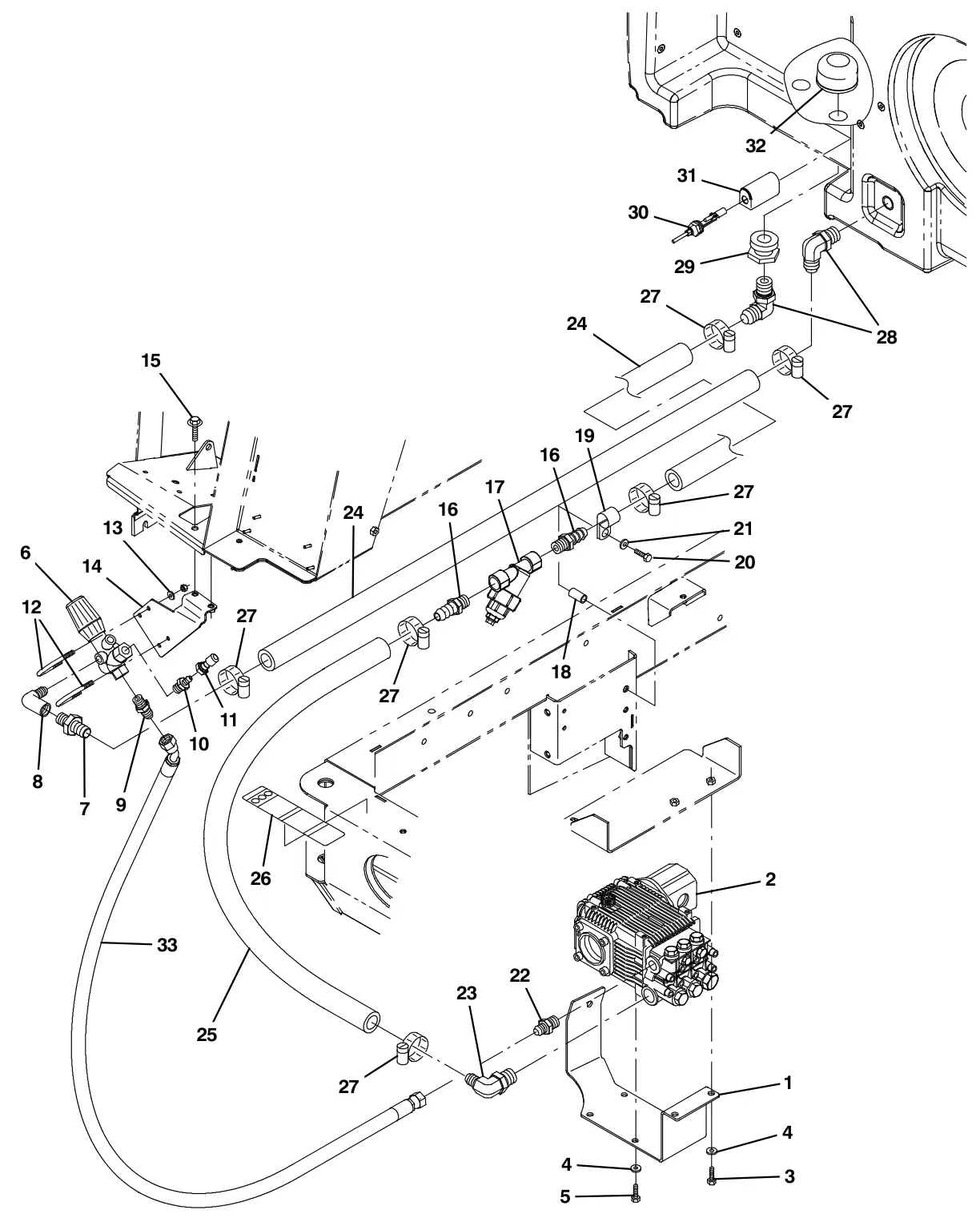 Tennant M30 Diesel pressure washer solution group (option) drawing, manual page 3-54