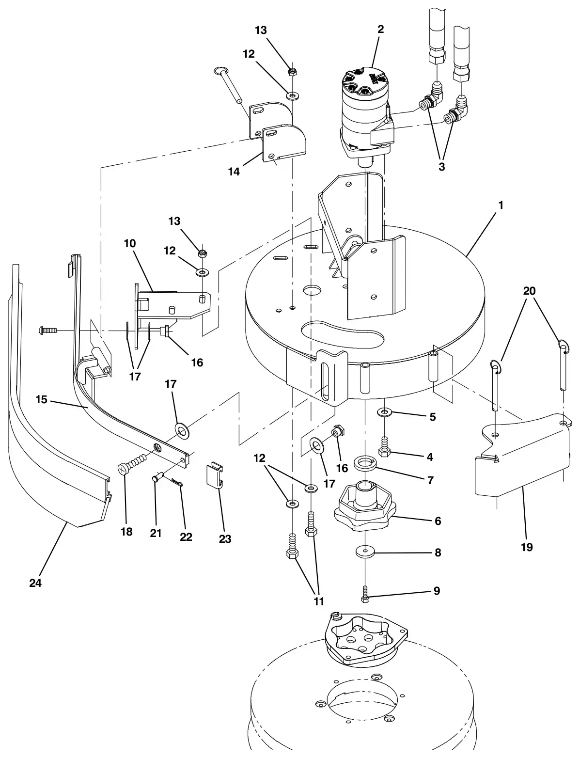 Tennant M30 Diesel side brush motor group (000000- 001278) (option) drawing, manual page 3-6