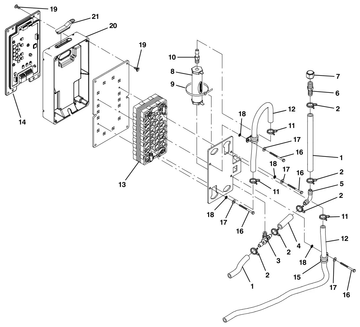 Tennant M30 Diesel ec- h20 module assembly breakdown, 9007882 (component breakdown) drawing, manual page 4-26