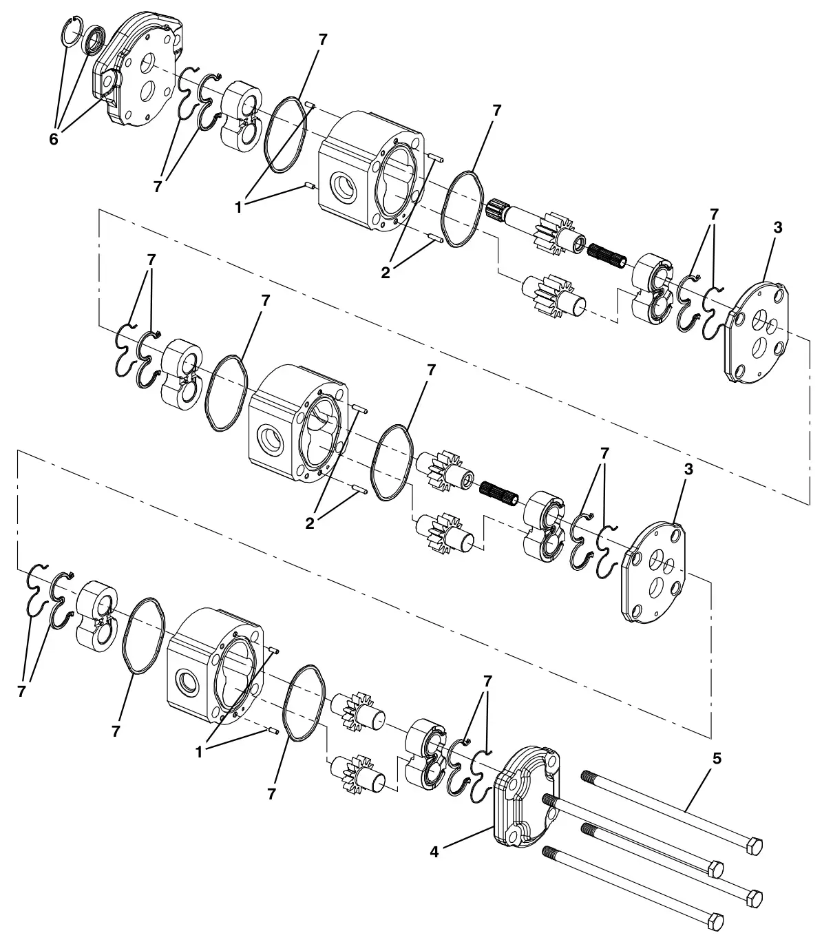 Tennant M30 Diesel hydraulic gear pump breakdown, 1034448 (component breakdown) drawing, manual page 4-8