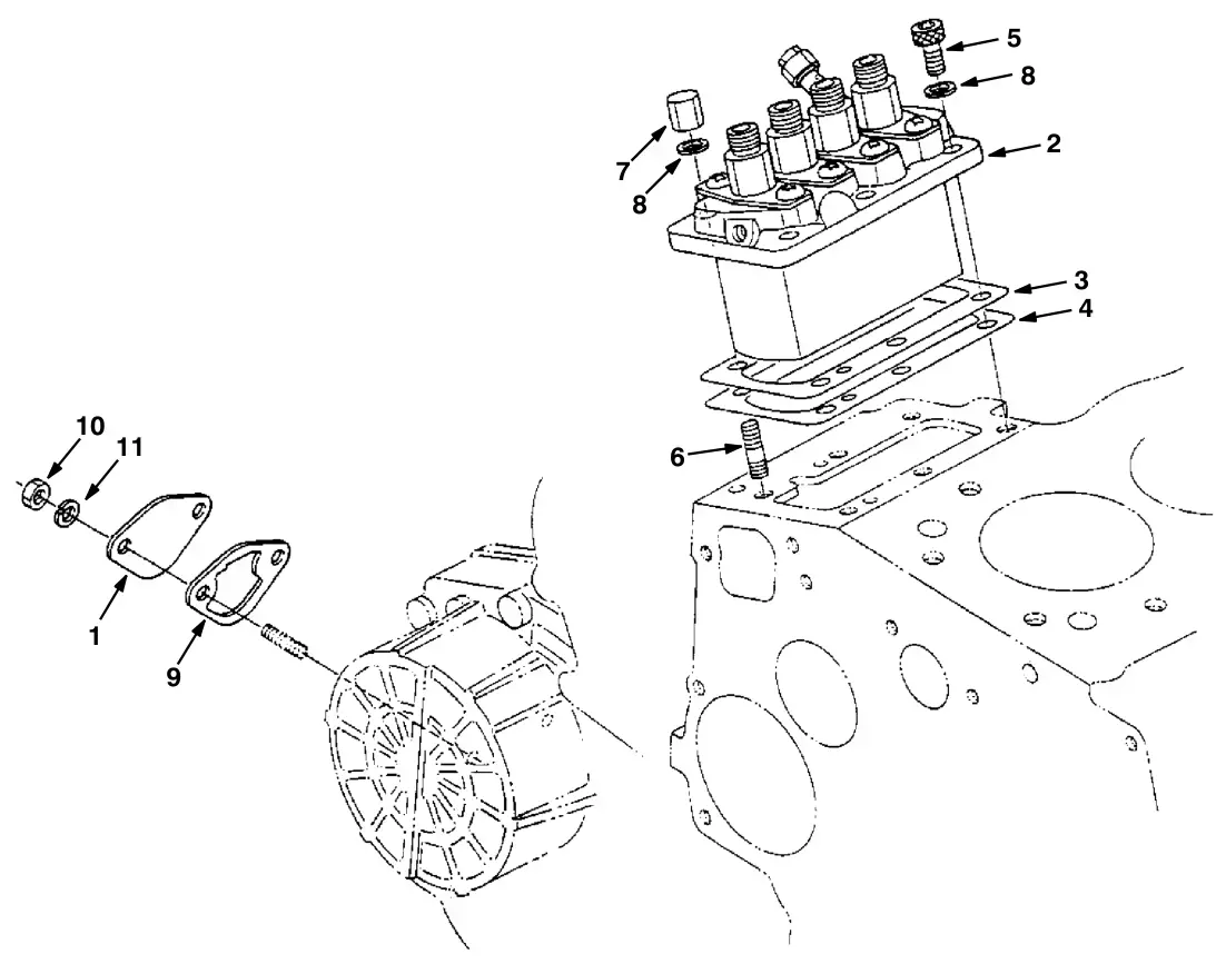 Tennant M30 Diesel injection pump group (engine) drawing, manual page 5-22