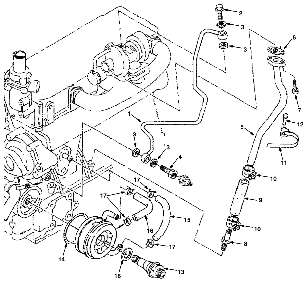 Tennant M30 Diesel oil cooler group (engine) drawing, manual page 5-32