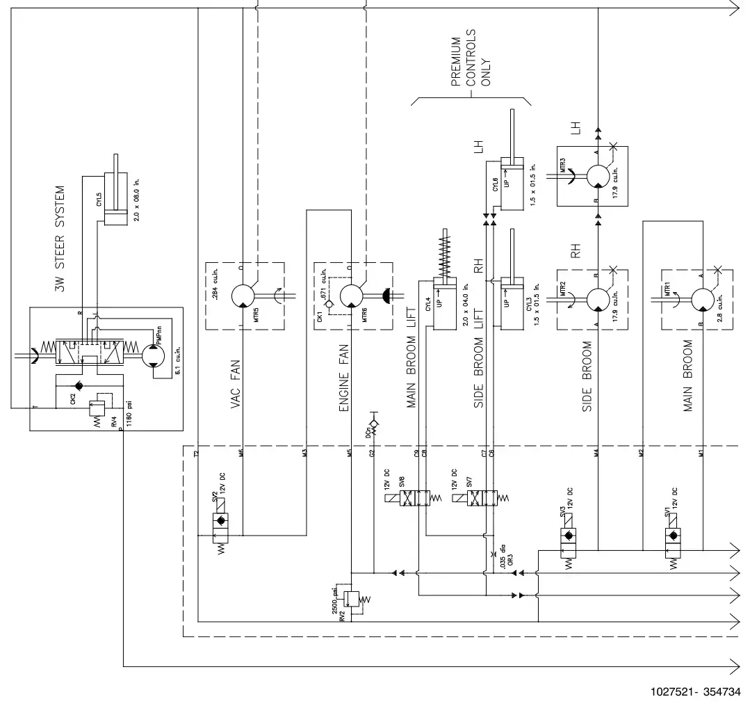 Tennant S30 Diesel hydraulic schematic, s30 and xp, sheet 1, manual page 110