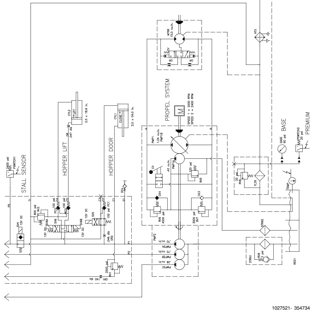 Tennant S30 Diesel hydraulic schematic, s30 and xp, sheet 2, manual page 111