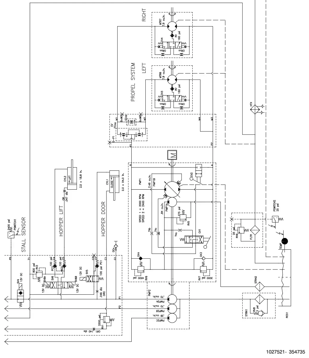 Tennant S30 Diesel hydraulic schematic, s30 x4, sheet 2, manual page 113