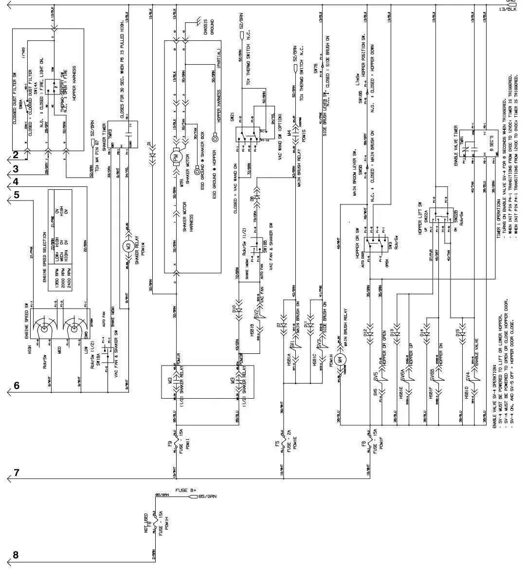 Tennant S30 Diesel electrical schematic, s30, sheet 2, manual page 135