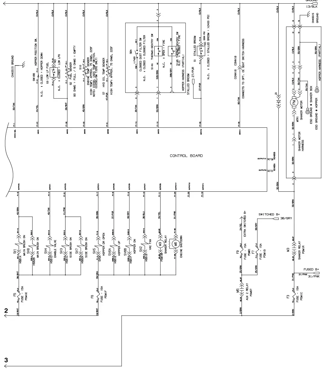 Tennant S30 Diesel electrical schematic, s30 xp, sheet 2, manual page 141