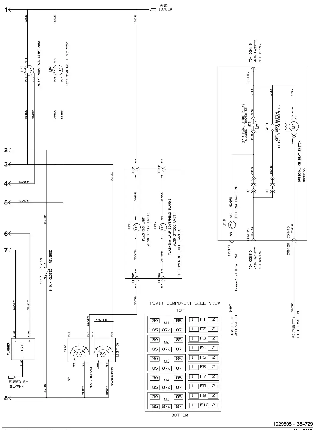 Tennant S30 Diesel electrical schematic, s30 xp, sheet 4, manual page 143