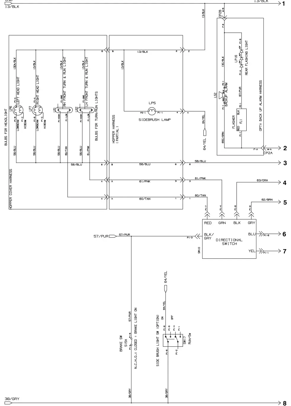 Tennant S30 Diesel electrical schematic, s30 xp, sheet 3, manual page 142