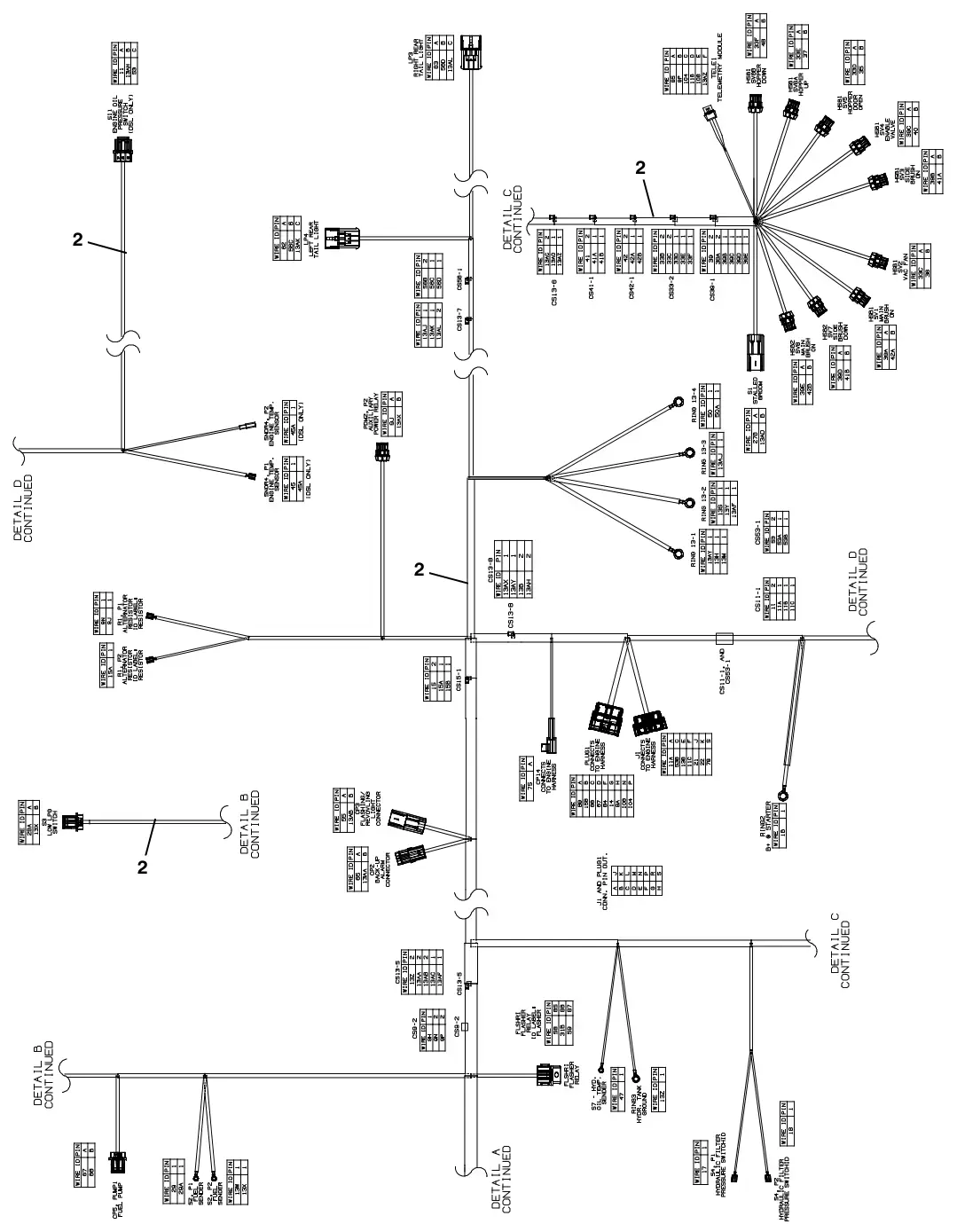 Tennant S30 Diesel electrical wire harnesses group, drawing 4, manual page 148