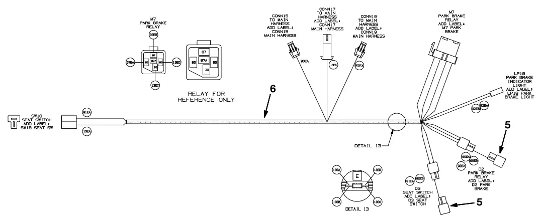 Tennant S30 Diesel electrical wire harnesses group, drawing 6, manual page 150