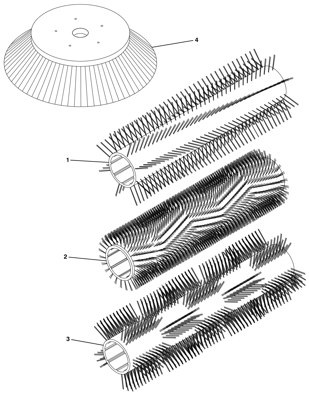 Tennant S30 Diesel brushes, replacement drawing, manual page 14
