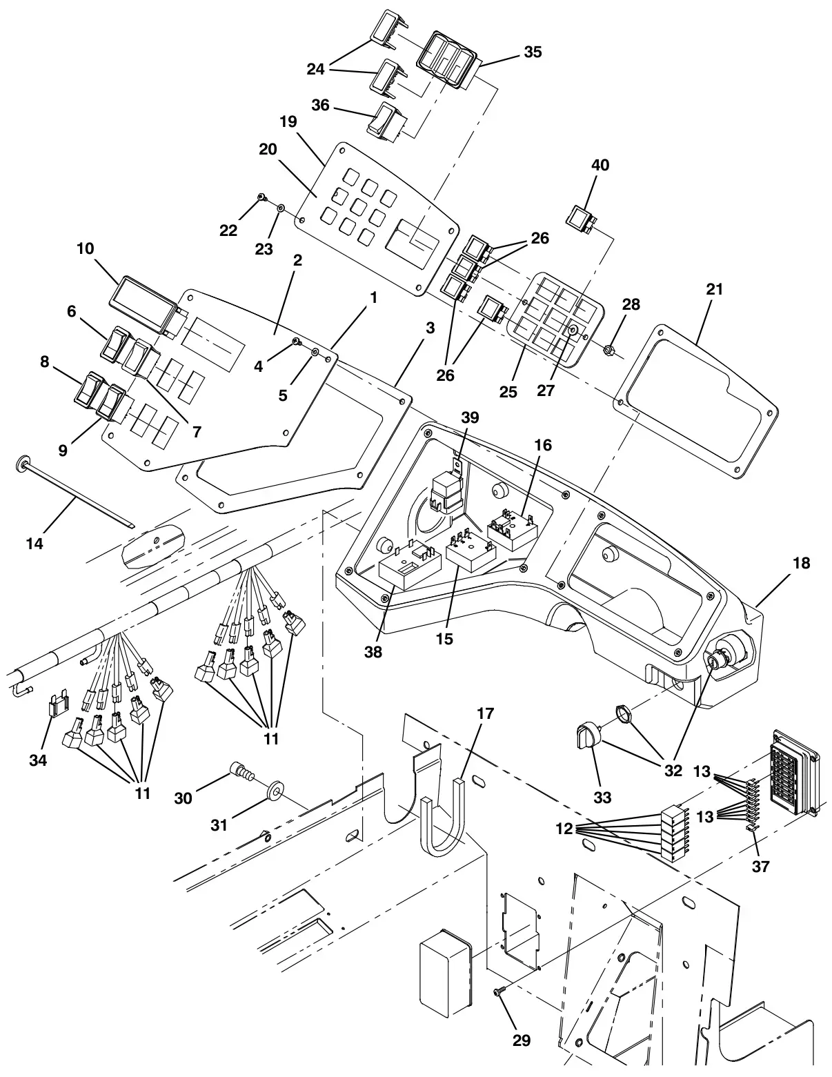 Tennant S30 Diesel instrument panel group, s30 drawing, manual page 32