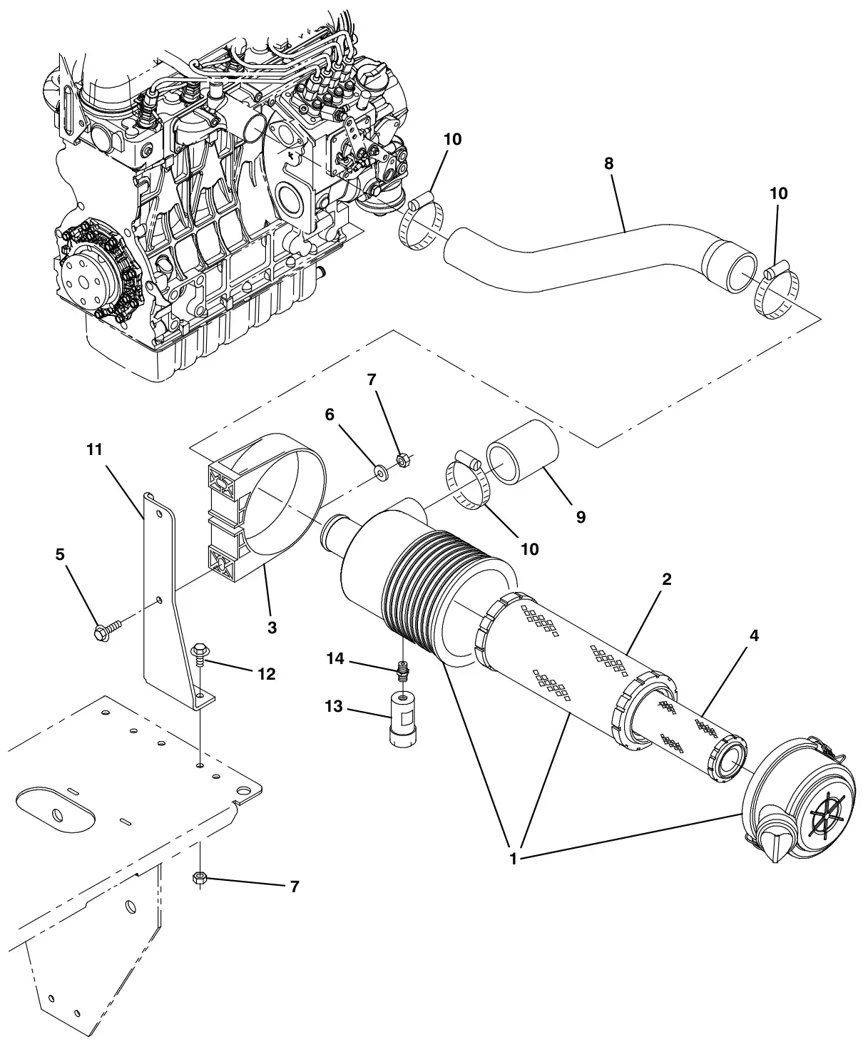 Tennant S30 Diesel engine air cleaner group, diesel drawing, manual page 44