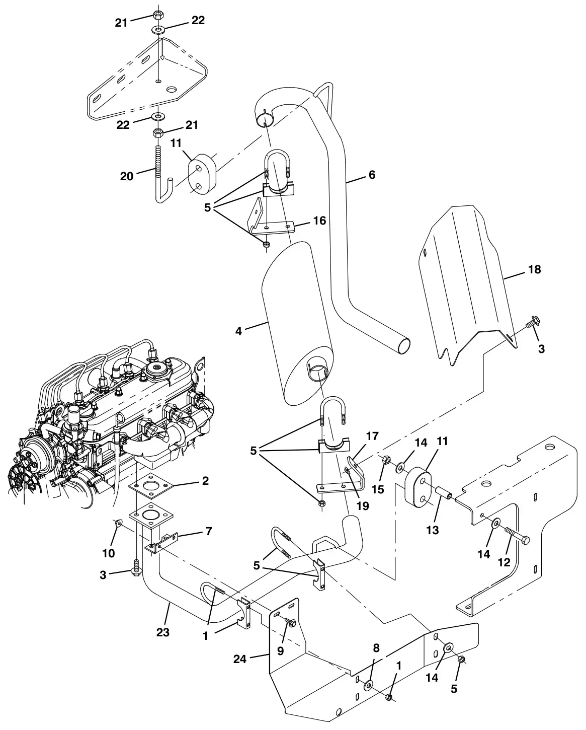 Tennant S30 Diesel engine muffler group, diesel s30 and xp drawing, manual page 48