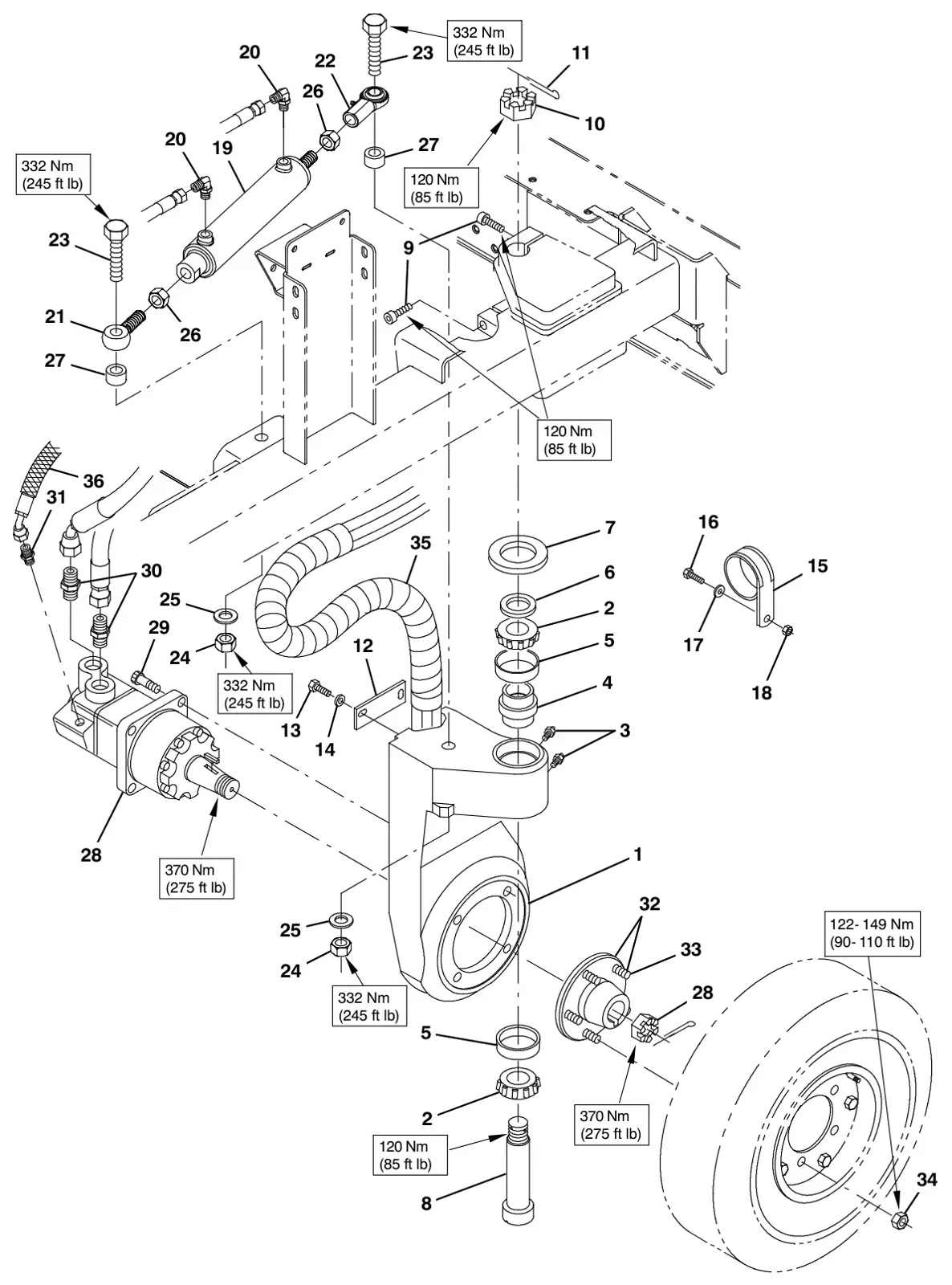 Tennant S30 Diesel wheel group, rear drive s30 and xp drawing, manual page 56