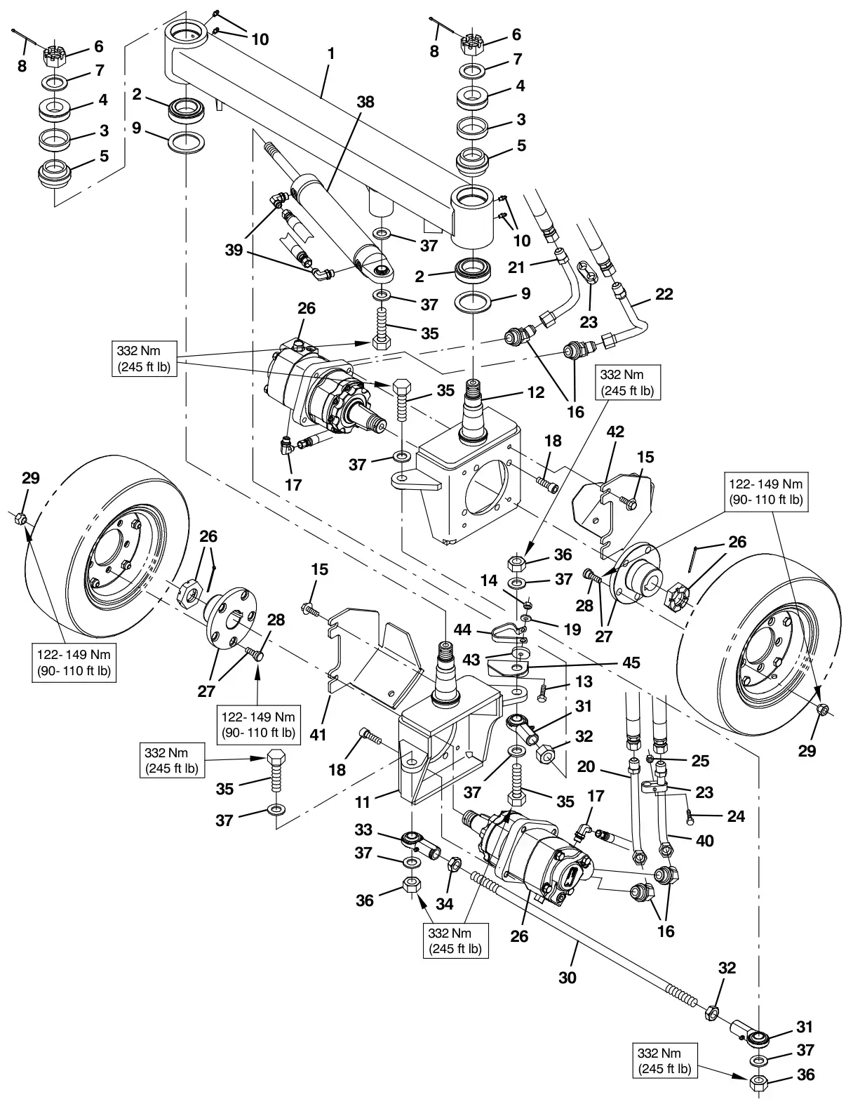 Tennant S30 Diesel wheel group, rear drive, s30 x4 drawing, manual page 58
