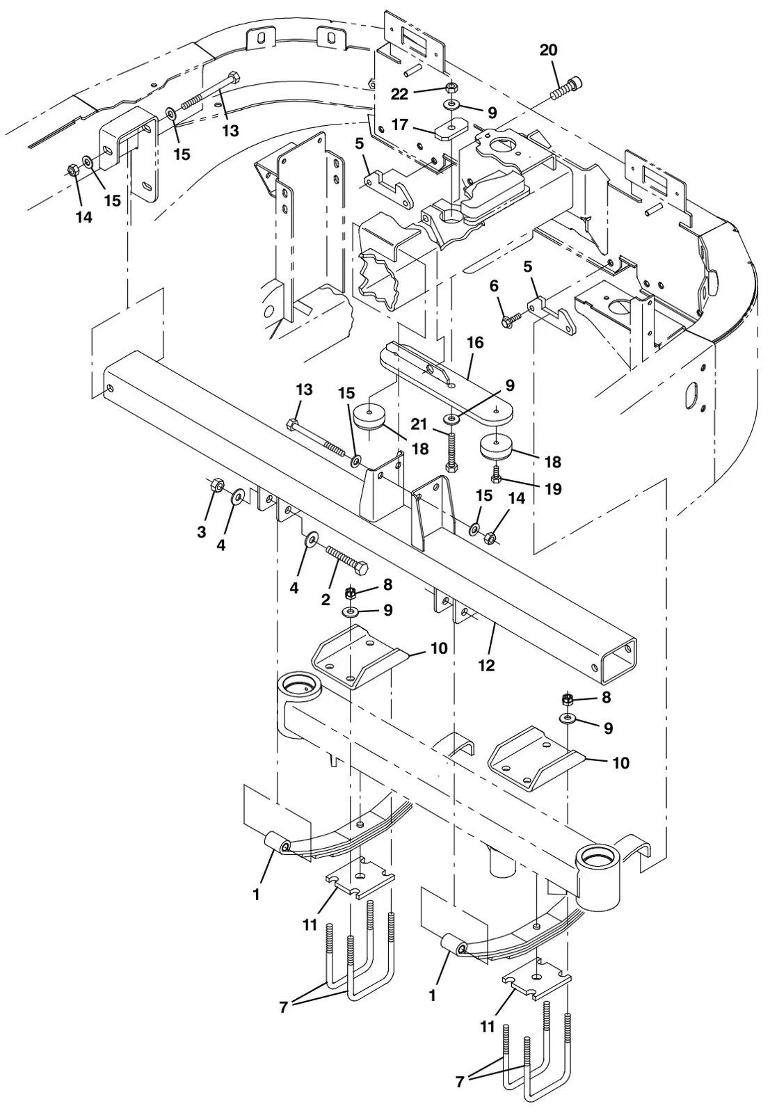 Tennant S30 Diesel wheel suspension group, rear drive, s30 x4 drawing, manual page 60