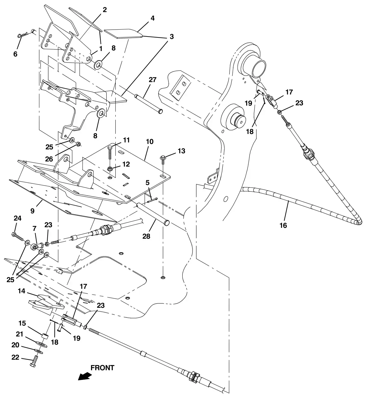 Tennant S30 Diesel directional pedal group drawing, manual page 70