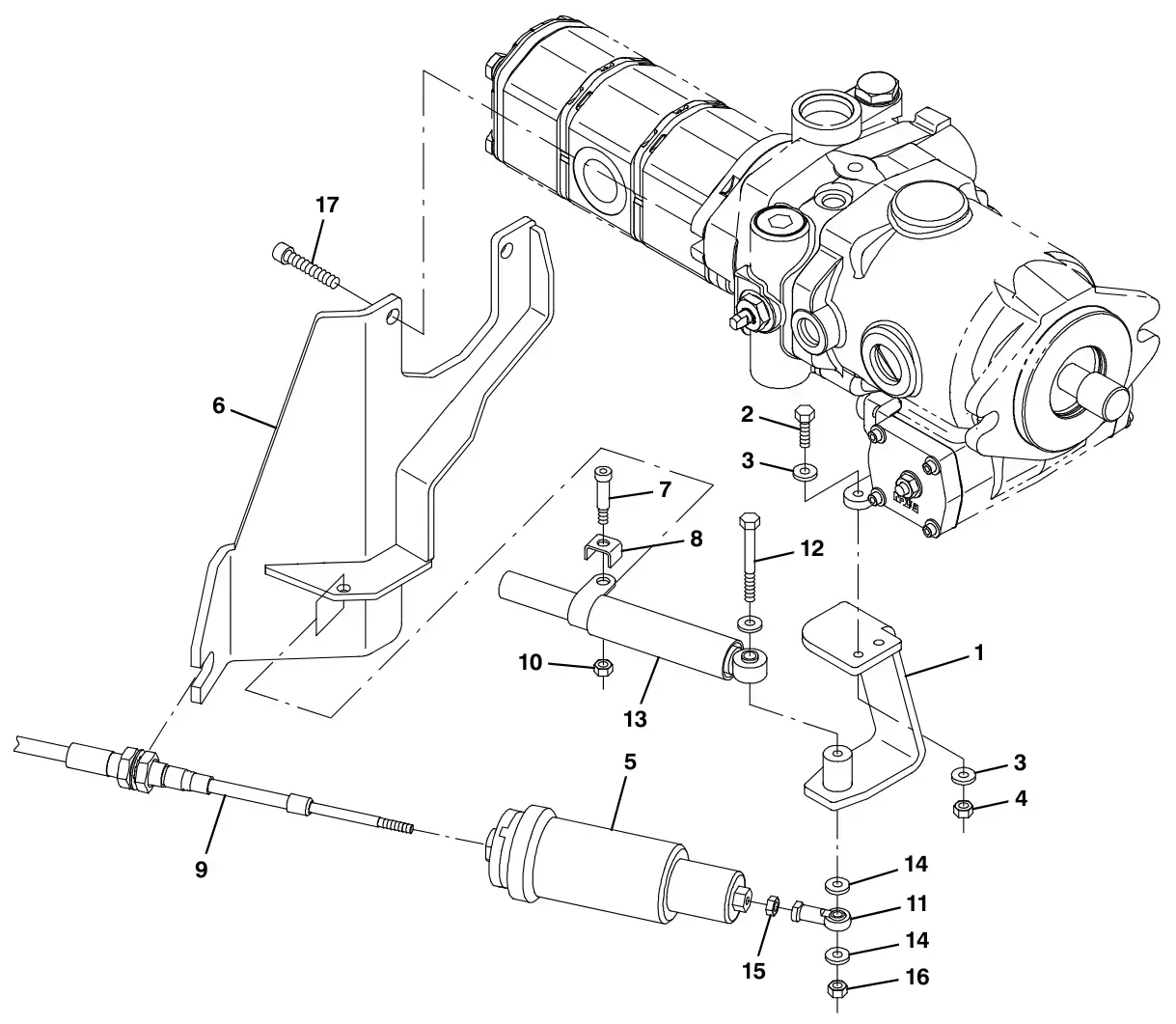 Tennant S30 Diesel hydraulic pump linkage group, s30 x4 drawing, manual page 74