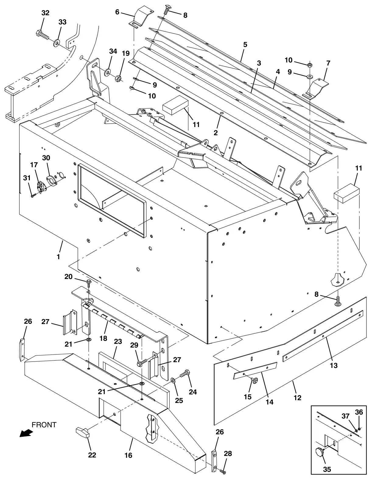 Tennant S30 Diesel hoppergroup,steel drawing, manual page 78