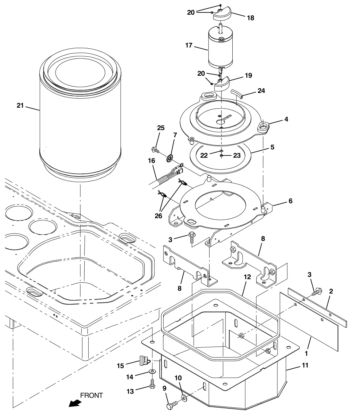 Tennant S30 Diesel hopper filter shaker group drawing, manual page 94