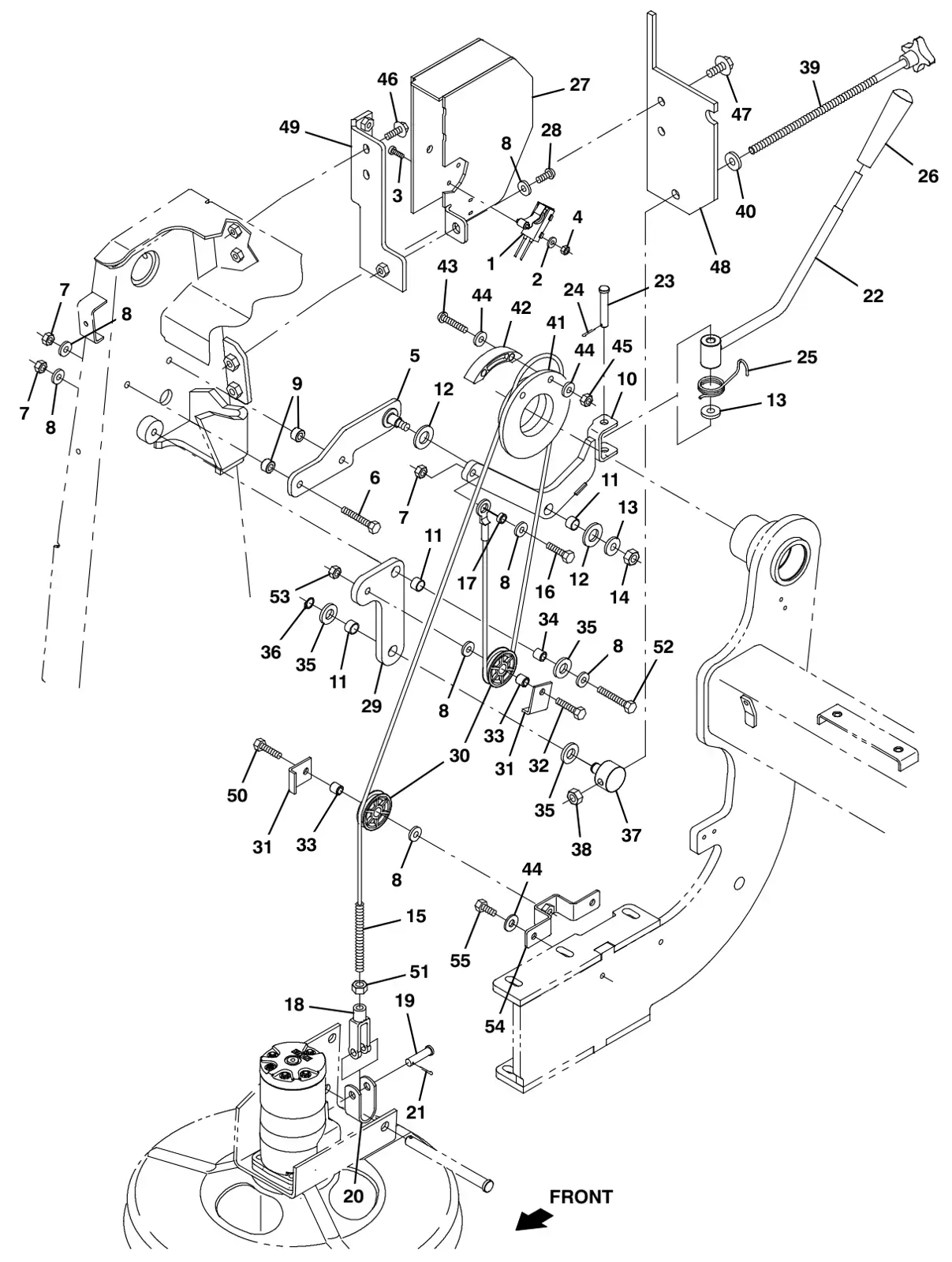 Tennant S30 Diesel side brush lift group, s30 drawing, manual page 96