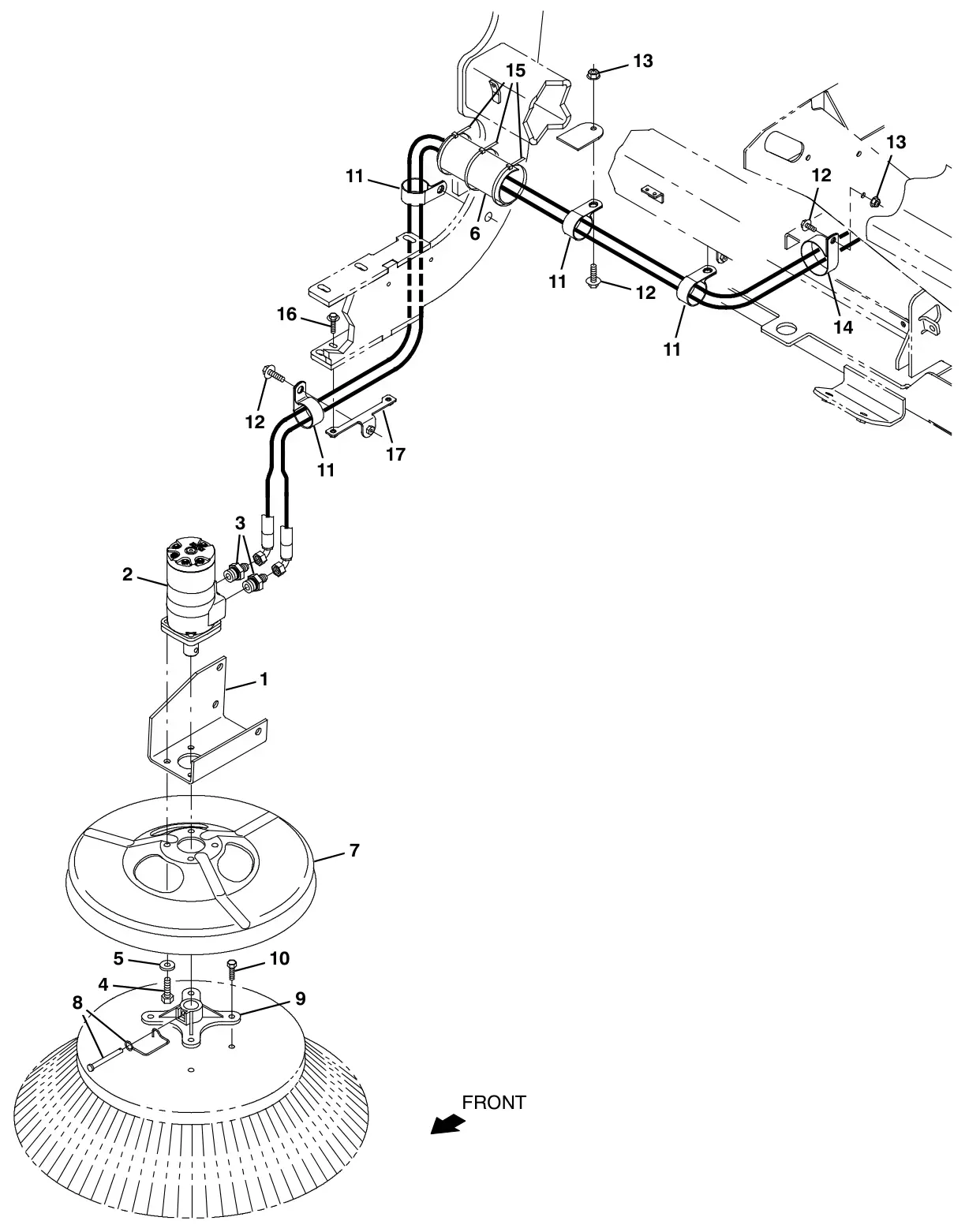 Tennant S30 Diesel side brush motor group, s30 xp and x4 drawing, manual page 100
