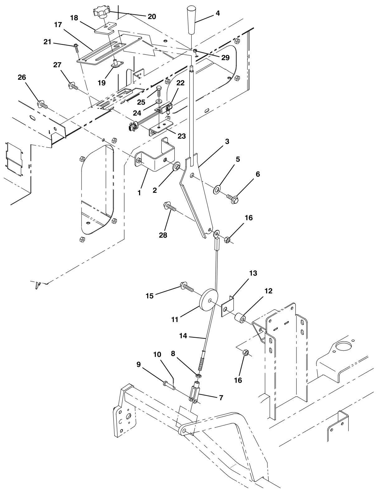 Tennant S30 Diesel main brush lift group, s30 drawing, manual page 104