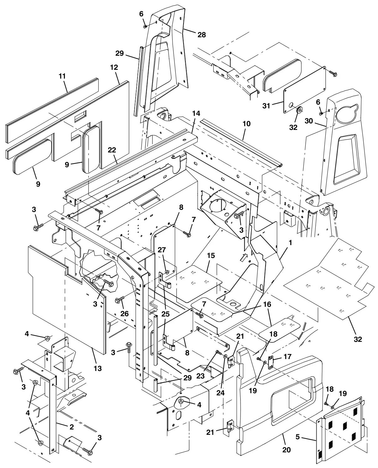 Tennant S30 Diesel operator station group drawing, manual page 22