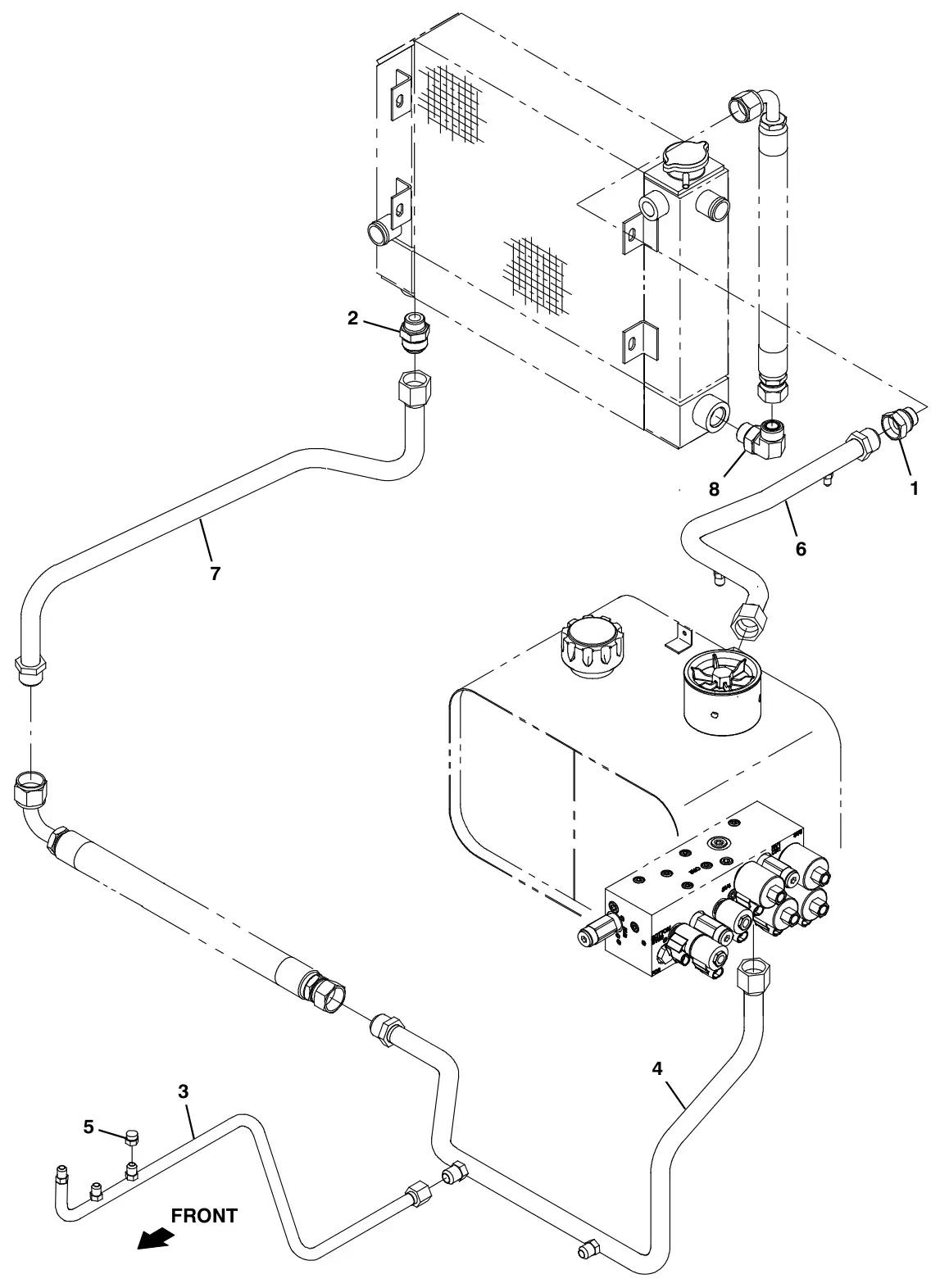 Tennant S30 Diesel hydraulic cooler and tubes group drawing, manual page 122