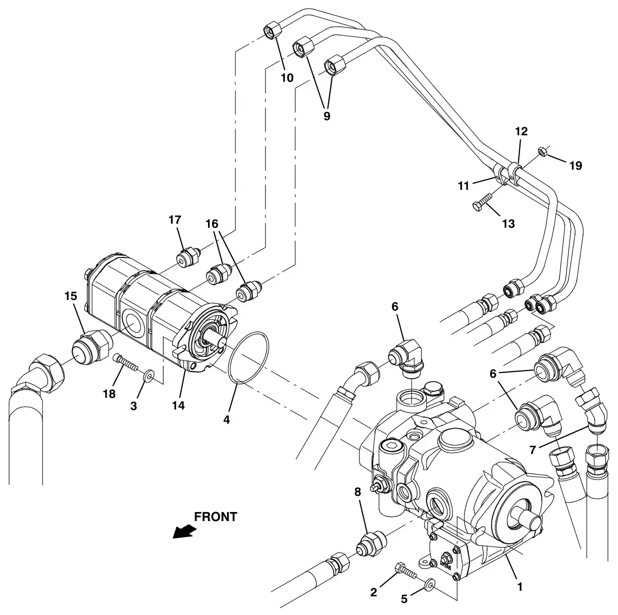 Tennant S30 Diesel hydraulic pumps group, s30 x4 drawing, manual page 126