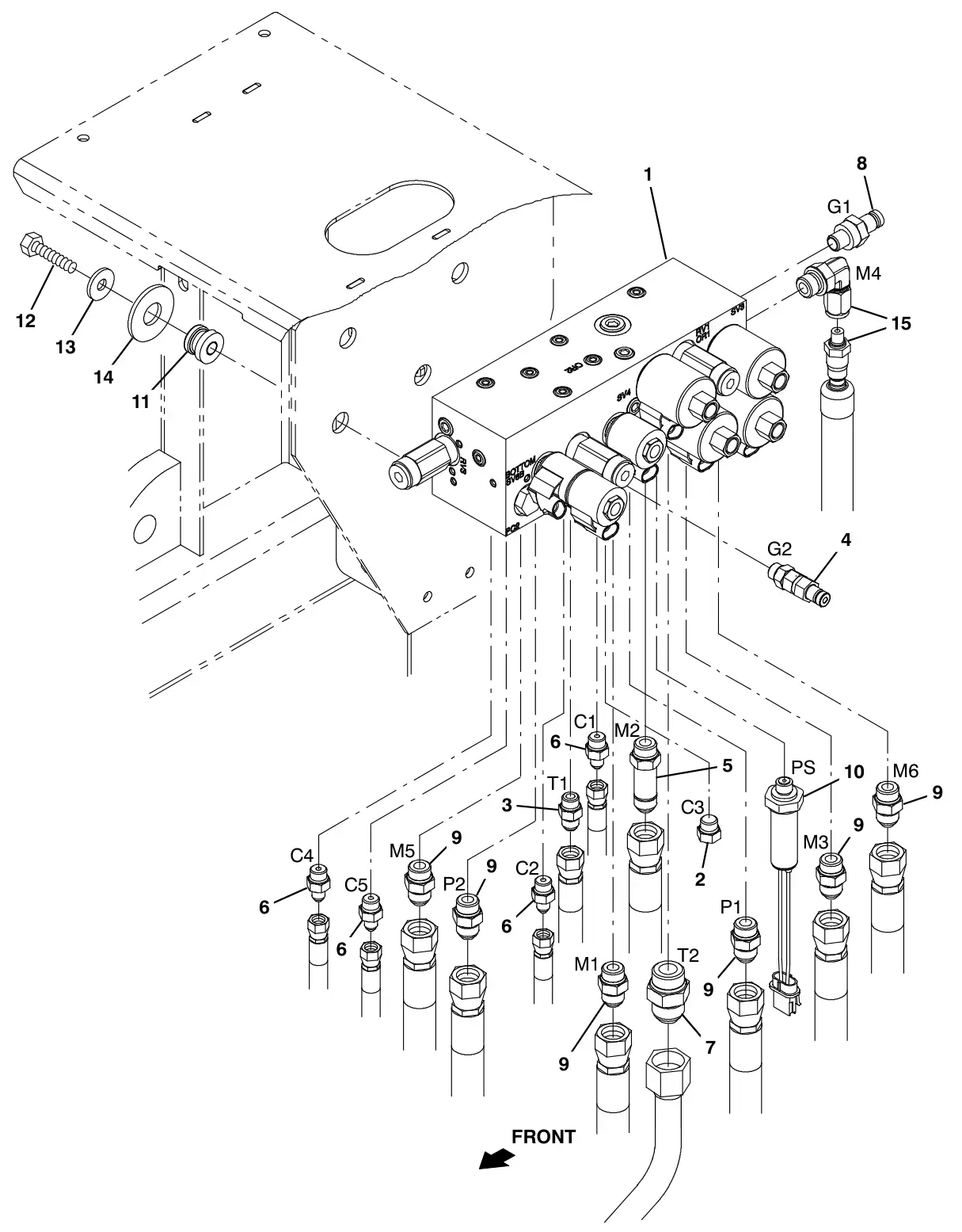 Tennant S30 Diesel hydraulic valve group, s30 drawing, manual page 128