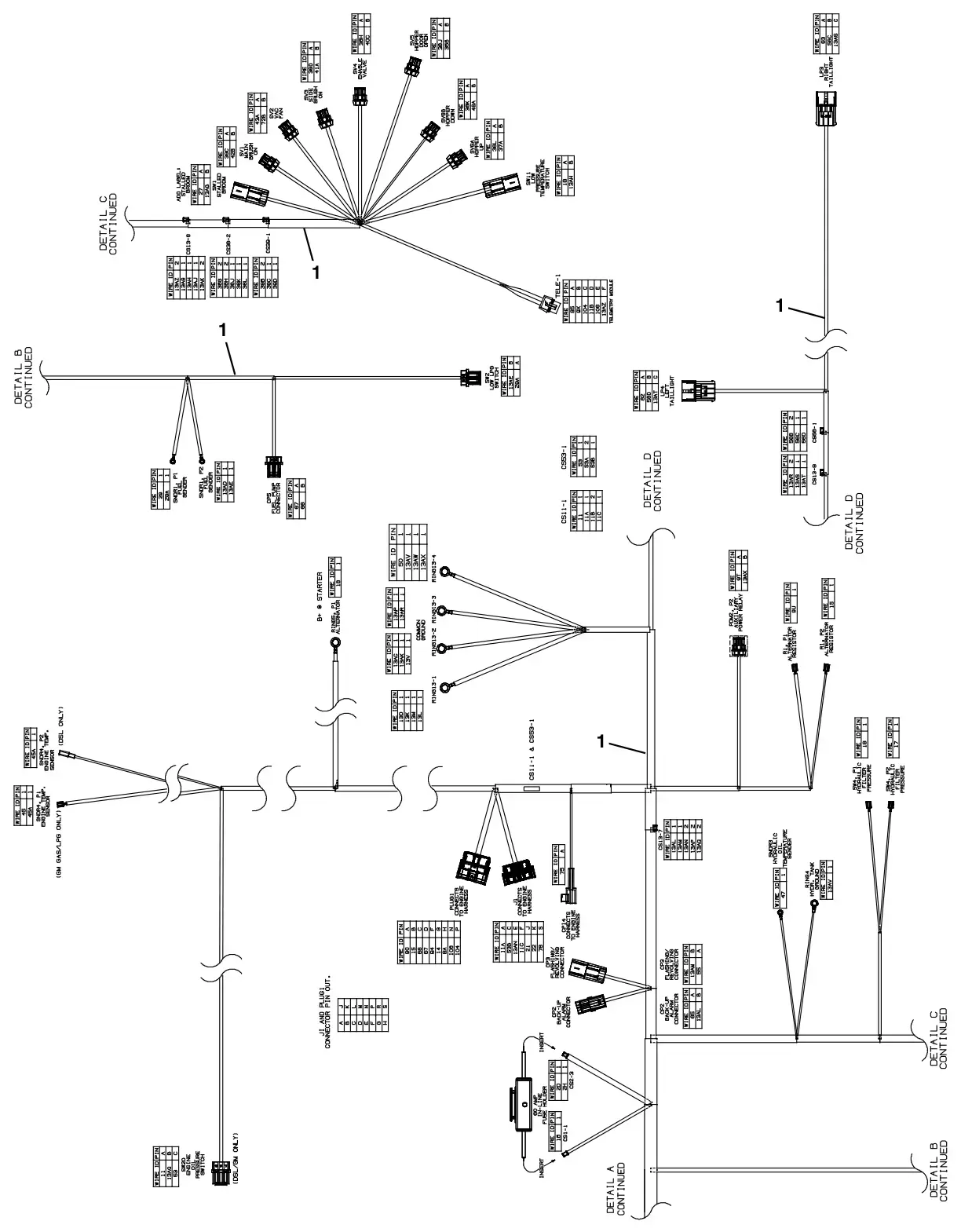 Tennant S30 Diesel electrical wire harnesses group drawing, manual page 146