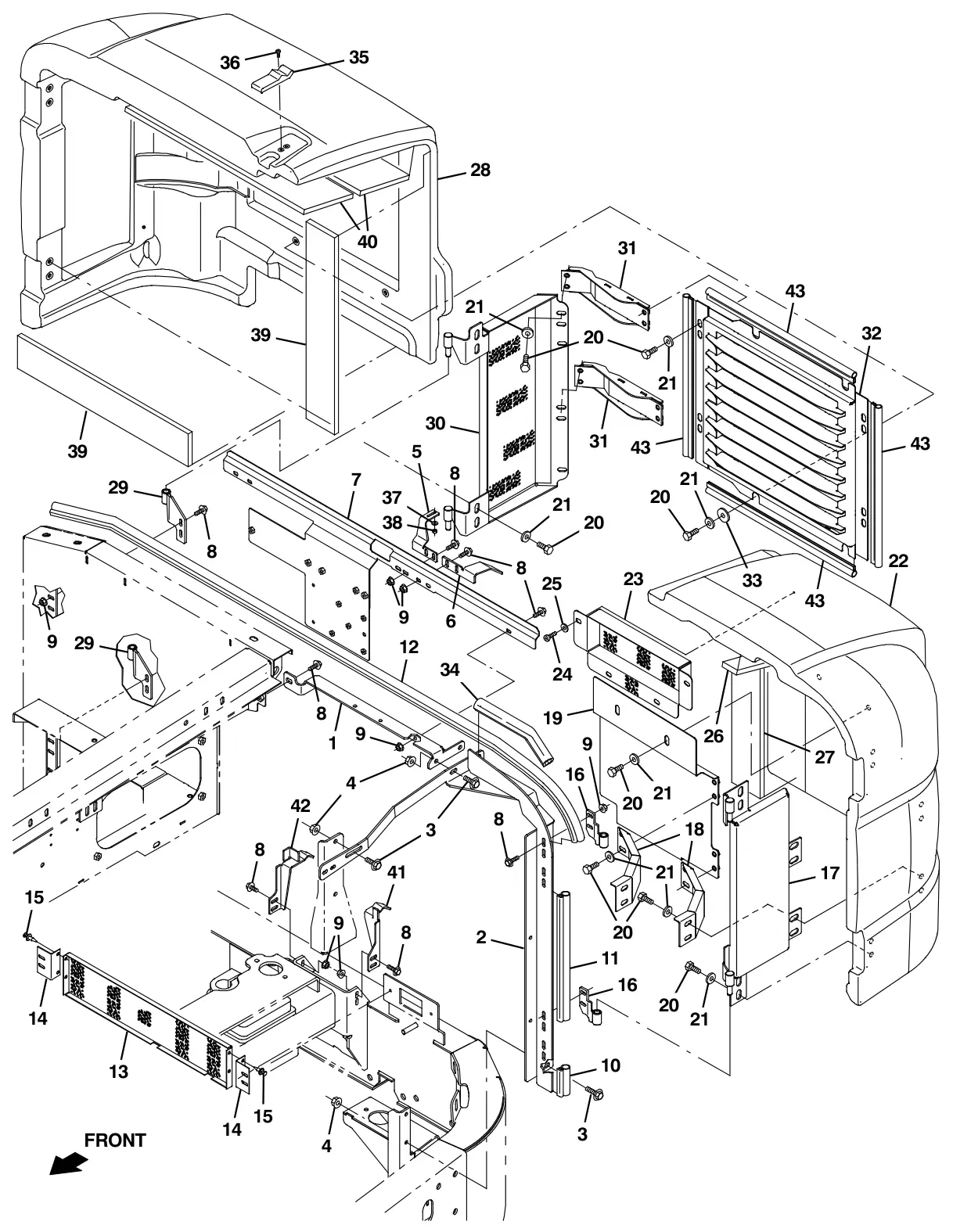 Tennant S30 Diesel engine cover group, rear drawing, manual page 26