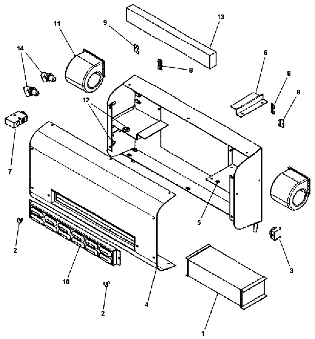 Tennant S30 Diesel ac and heater box breakdown, 1067918, drawing 1, manual page 4-8